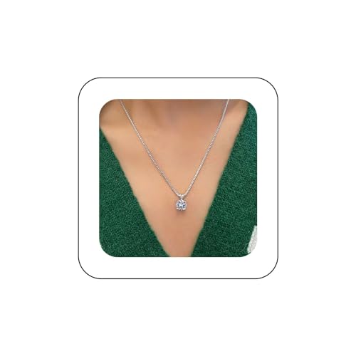 Inateannal Cubic Zirkonia Anhänger Halskette Silber Box Kette Halskette Geometrische Kristall Halskette Schmuck Für Frauen Und Mädchen von Inateannal