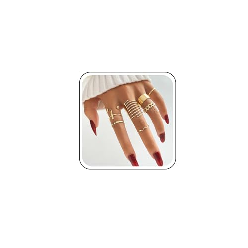Inateannal Fingerringe Set Stapelbare Fingerringe Gold Midi Fingerringe Stapelbar Midi Ring Offene Fingergelenkringe Kreuzringe Twist Knöchelringe Stapelbar Gelenkringe Schmuck Für Frauen Und Mädchen von Inateannal