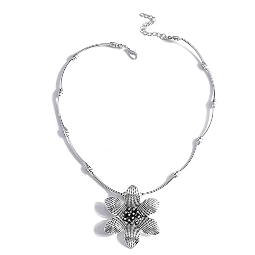 Inateannal Geburt Blume Halskette Boho Lilie Blüten Anhänger Halskette Versilbert Satelliten Kette Halskette Schmuck Für Frauen Mädchen von Inateannal