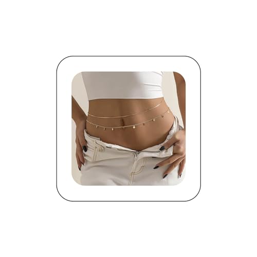 Inateannal Geschichtet Strand Taille Kette Gold Pailletten Bauch Kette Pailletten Taille Bauch Kette Strand Körper Kette Sommer Strand Bikini Taille Ketten Schmuck Für Frauen Und Mädchen Geschenke von Inateannal