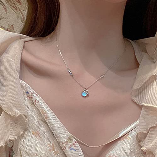 Inateannal Glühwürmchen Mondstein Anhänger Halskette Funkelnde Zirkonia Schlüsselbein Kette Halskette Schmuck Für Frauen Mädchen von Inateannal