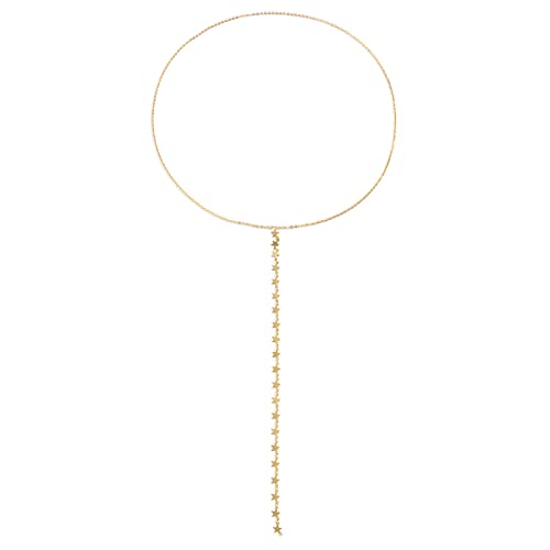 Inateannal Gold Rücken Halskette für Hochzeit Braut Sexy Star Anhänger Halskette Körper Kette Lange Quaste Backdrop Halskette Körper Schmuck Frauen Mädchen von Inateannal