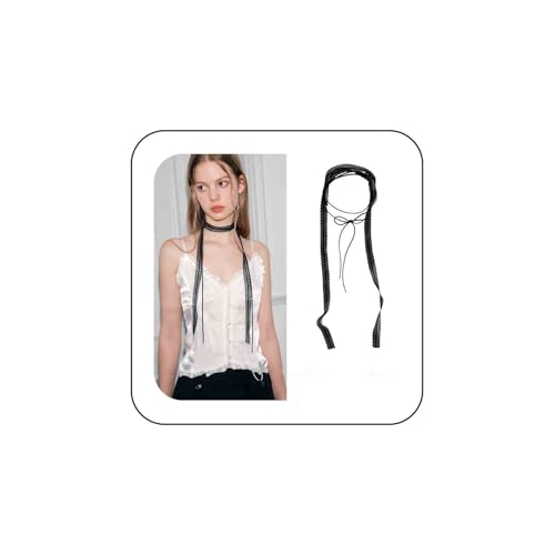 Inateannal Gothic Spitze Choker Halskette Schwarze Spitze Breite Halskette Wickeln Samt Halskette Leder Wickel Choker Halskette Schwarze Spitze Lange Spitze Band Halskette Lange Wildleder Halsketten von Inateannal