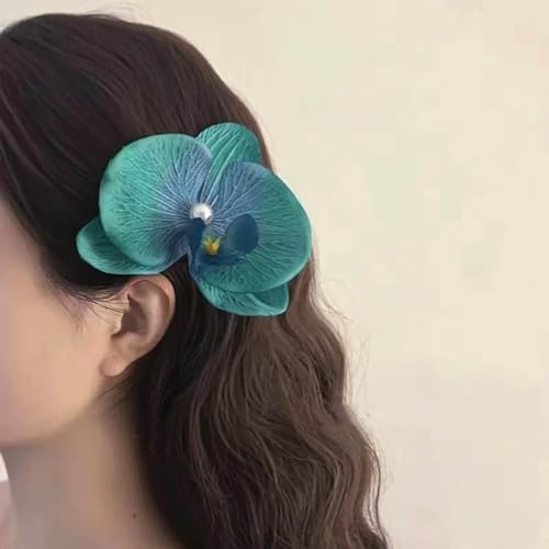 Inateannal Große Blume Haarspangen Blaue Orchidee Haarspange Schmetterling Orchidee Haar Kopfschmuck Hawaiianischen Blumen Haarspange Hochzeit Tropischen Blumen Haarspangen Zubehör Für Frauen von Inateannal