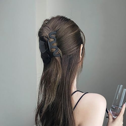 Inateannal Große Haarklammern gewellte Klammern für Frauen Kunststoff Haarklammern schwarz matt Klammern für Haare große Klammern matt rutschfest starker Halt zweireihige Zähne Haarklammern von Inateannal