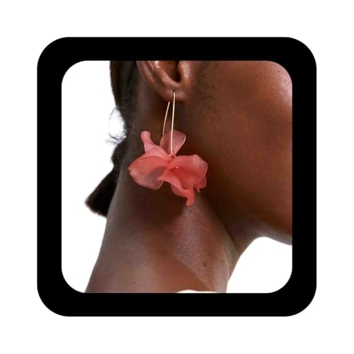 Inateannal Große Harz Rosa Blume Ohrringe Acryl Rose Blume Ohrringe Harz Große Rose Baumeln Ohrring Erklärung Floral Blütenblatt Tropfen Ohrring Schmuck Für Frauen von Inateannal