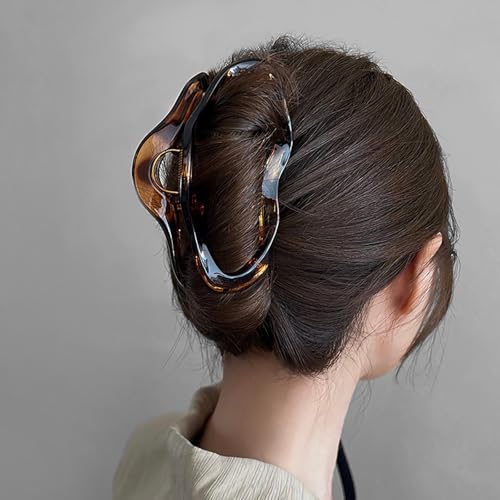 Inateannal Große Kralle Haarspange Geometrische Große Haar Kralle Braun Kunststoff Haar Kralle Barrettes Starken Halt Kralle Clips Überdimensioniert Acryl Kralle Clips Dicke Haare Barrette Kopfstück von Inateannal