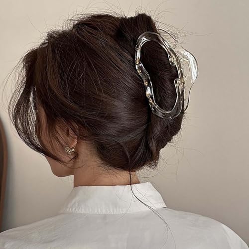 Inateannal Große Kralle Haarspange Geometrische Große Haare Kralle Weiß Kunststoff Haare Kralle Barrettes Starken Halt Kralle Clips Überdimensioniert Acryl Kralle Clips Dicke Haare Barrette Kopfstück von Inateannal