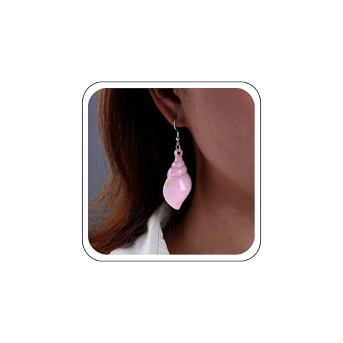 Inateannal Große Muschel Ohrringe Harz Muschel Baumeln Ohrringe Erklärung Strand Ohrring Bunten Ozean Rosa Acryl Ohrring von Inateannal