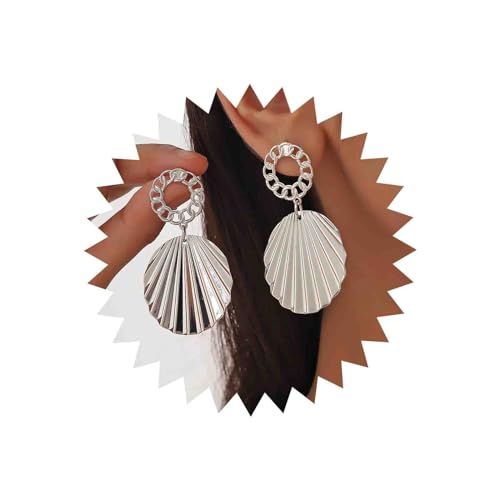 Inateannal Große Scheiben Tropfenohrringe Silber große strukturierte Kreis Ohrringe große Scheiben Statement Ohrringe gehämmerte Kreis Ohrringe Doppelmünzen Ohrhänger Schmuck für Frauen und Mädchen von Inateannal