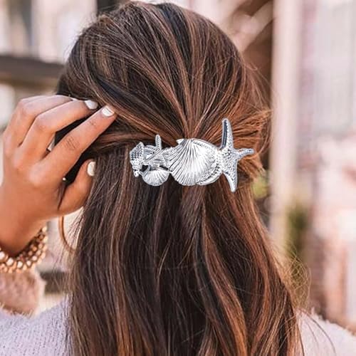 Inateannal Große Seestern Haarspangen Silber Seestern Muschel Haarspange Metall Seestern Haarspangen Sommer Strand Muschel Muschel Haare Zubehör Für Frauen Kopfschmuck Inateannal Große Seestern Haarspangen Silber Seestern Muschel Haarspange Metall Seestern Haarspangen Sommer Strand Muschel Muschel Haare Zubehör Für Frauen Kopfschmuck von Inateannal