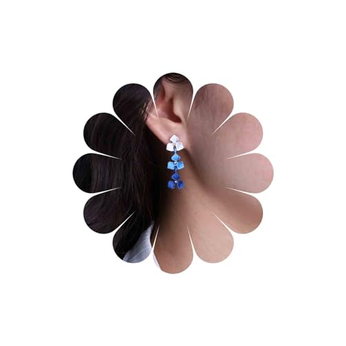 Inateannal Harz Blume Tropfen Ohrringe Blau Acryl Blume Ohrringe Kristall Blume Baumeln Ohrringe Matt Floral Ohrstecker Lange Dreifach Blume Ohrringe Schmuck Für Frauen Und Mädchen von Inateannal