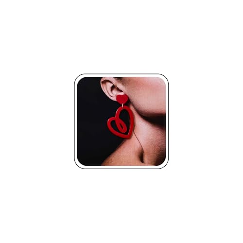 Inateannal Harz Rot Herz Baumeln Ohrringe Acryl Liebe Doppelte Herz Tropfen Ohrringe Rot Acryl Liebe Erklärung Ohrstecker Schmuck Für Frauen von Inateannal
