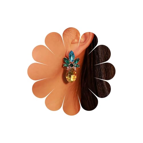 Inateannal Kristall Ananas Baumeln Ohrringe Gold Ananas Obst Ohrringe Strass Smaragd Hochzeit Ohrstecker Cz Niedlich Obst Ohrstecker Schmuck Für Frauen von Inateannal