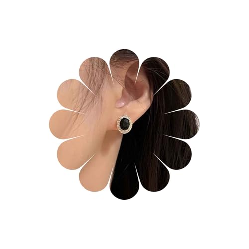 Inateannal Kristall Onyx Ohrstecker Schwarz Edelstein Ohrringe Gold Oval Onyx Ohrringe Schwarz Cz Strass Ohrstecker Schmuck Für Frauen Und Mädchen von Inateannal