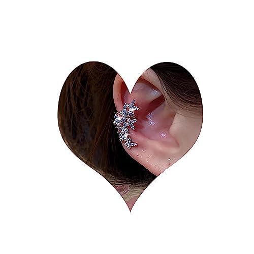 Inateannal Kristall Perle Ohr Manschette Ohrringe Strass Schmetterling Manschette Wrap Ohrringe Cz Schmetterling Ohr Climber Manschette Ohrringe Silber Perle Cz Nicht Piercing Ohrring Schmuck (rechts) von Inateannal