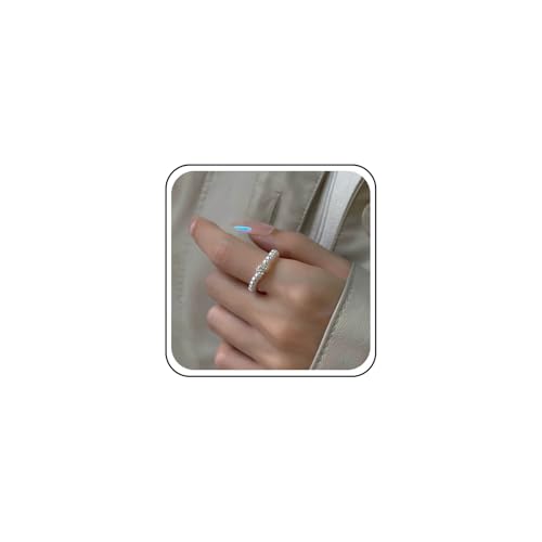 Inateannal Kristall Perle Ring Kleine Perle Stretch Ring Cubic Zirkonia Fingerringe Einstellbar Perlen Eheringe Schmuck Für Frauen von Inateannal