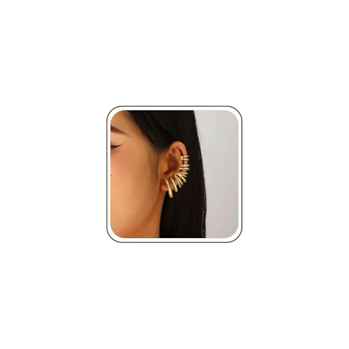 Inateannal Nicht Durchbohrte Ohrmanschette Ohrringe Gold Ohrmanschette Wrap Ohrringe Ohr Crawler Climber Ohrring Helix Fake Manschette Ohrring Ohr Knorpel Clip Auf Multi Linie Wrap von Inateannal