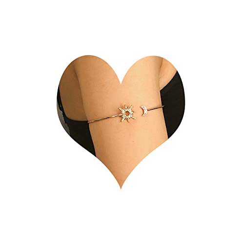 Inateannal Oberarmmanschette Kristall Sonne Mond Armband Oberarm CZ Armbänder Offener Armreif Armband Arm Band Schmuck für Frauen Mädchen von Inateannal