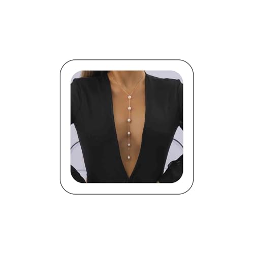 Inateannal Perle Y Lariat Halskette Lange Perle Tropfen Y Halskette Gold Perle Choker Halskette Perlenkette Vintage Perle Anhänger Halskette Hochzeit Perlenkette Kette von Inateannal