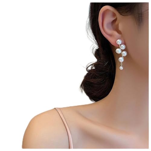 Inateannal Perlenohrringe Lange Perlenquaste Ohrringe Gold Cluster Perlenstecker Ohrringe Braut Perlen Ohrringe Hochzeit Ohrringe Schmuck Für Frauen Und Mädchen von Inateannal