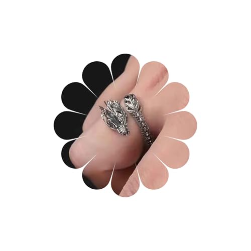 Inateannal Punk Drachen Offener Ring Hip Hop Band Wickelring Persönlichkeit Zeigefinger Ring Schmuck Für Männer Und Frauen von Inateannal