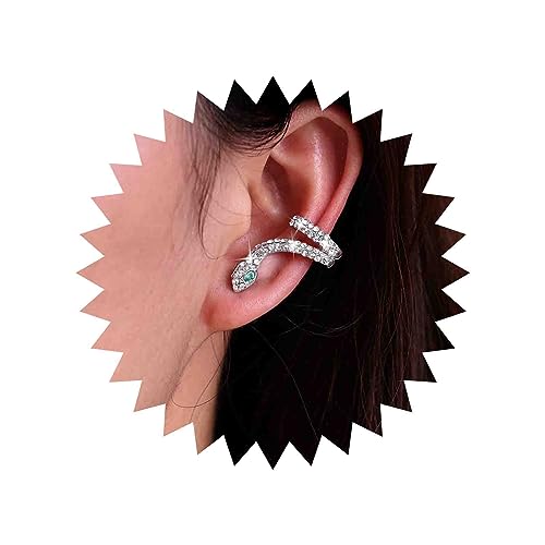 Inateannal Punk Kristall Schlange Ohr Manschette Ohrringe Silber Schlange Manschette Wrap Ohrringe Strass Schlange Climber Ohrringe Schlange Kein Piercing Ohrringe Schmuck Für Frauen Und Mädchen von Inateannal