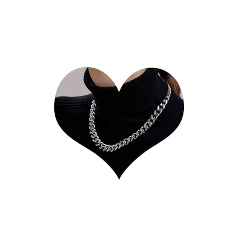 Inateannal Punk Kubanische Gliederkette Halskette Silber Chunky Choker Halskette Curb Miami Halskette Kette Dicke Kette Schlüsselbein Halskette Vintage Hip Hop Umsatz Halskette Schmuck Für Frauen Und von Inateannal