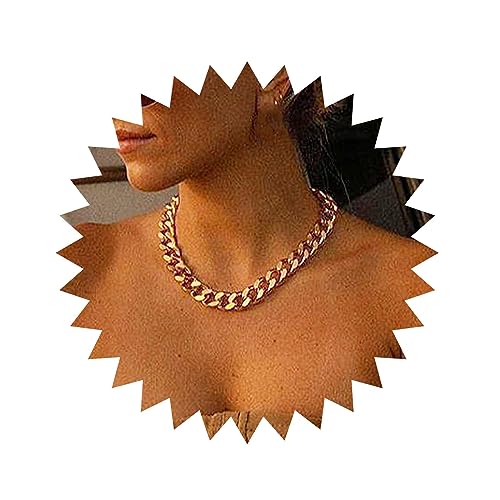 Inateannal Punk Kubanische Kette Choker Halskette Gold Panzerkette Halskette Choker Gothic Chunky Link Kette Halskette Vintage Hip Hop Umsatz Halskette Schmuck Für Frauen Und Mädchen von Inateannal