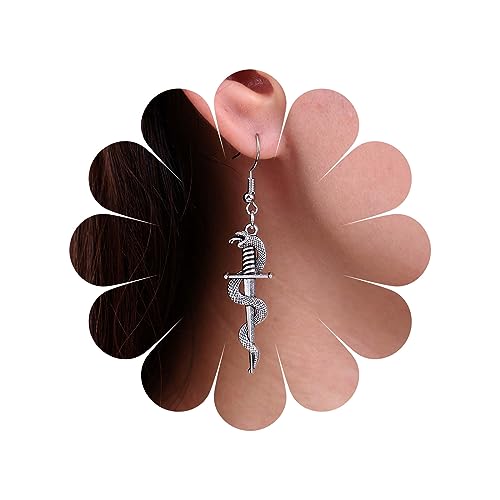 Inateannal Punk Schlange Baumeln Ohrringe Schlange Schwert Baumeln Ohrringe Gothic Schlange Dolch Ohrringe Silber Schlange Haken Ohrringe Schmuck Für Frauen Und Mädchen von Inateannal