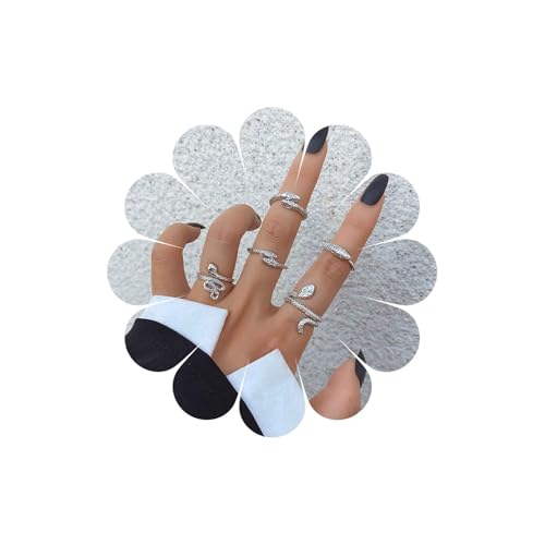 Inateannal Punk Schlange Knöchel Ringe Sets Schlange Finger Ring Silber Schlange Stapelbar Gemeinsame Ringe Tier Schlange Offener Ring Vintage Midi Ringe Schmuck Für Frauen Und Mädchen von Inateannal