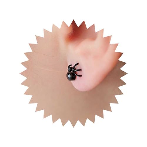 Inateannal Punk Spinne Ohrstecker Schwarze Spinne Ohrringe Schwarzer Onyx Kleine Spinne Ohrringe Gothic Horror Spinne Tier Ohrringe Schmuck Für Frauen Und Mädchen von Inateannal