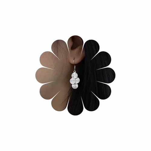 Inateannal Runde Scheibe Baumeln Ohrringe Silber Kleine Scheibe Münze Ohrringe Geometrie Kreis Tropfen Ohrring Vintage Münze Quaste Haken Ohrring Schmuck Für Frauen von Inateannal