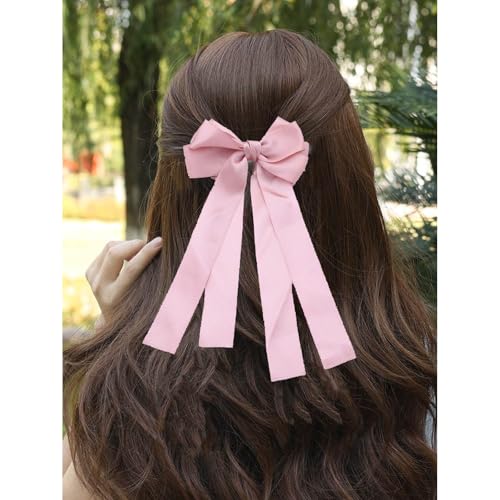 Inateannal Schleife Haarbänder Für Frauen Große Satinschleife Haarspangen Seidig Satin Haar Bogen Clips Rosa Bowknot Haarspange Langen Schwanz Bogen Haarschmuck Französisch Haarband Barrettes von Inateannal