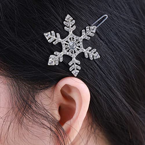 Inateannal Schneeflocke Haarspange Silber Strass Haarspange Barrette Kristall Seite Clip Kopfbedeckung Funkelnden Strass Hochzeit Barrette Kopfschmuck Zubehör Für Frauen Und Mädchen von Inateannal