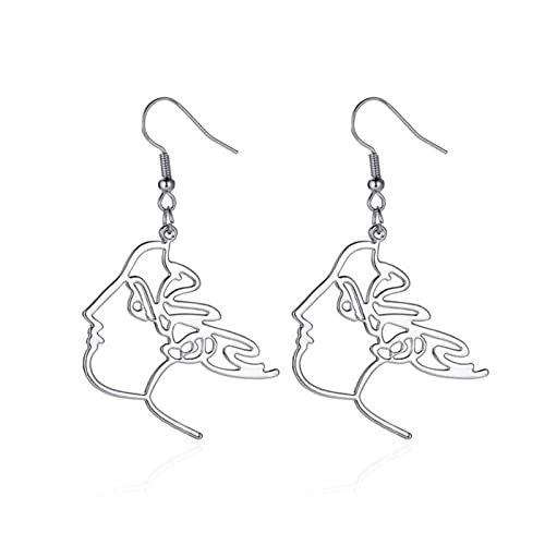 Inateannal Silber Gesicht Baumeln Ohrringe Abstrakte Geometrische Tropfen Ohrringe Minimalistischen Hohlen Aussage Ohrringe Hypoallergen Ohrschmuck Für Frauen Mädchen von Inateannal