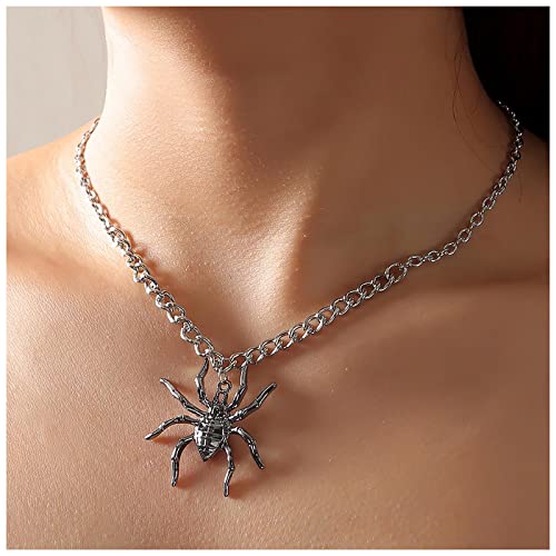 Inateannal Spider Choker Halskette Schwarz Spinne Anhänger Halskette Punk Silber Spinne Kette Halskette Übertrieben Spinne Halskette Schmuck Für Frauen Und Mädchen Geschenke von Inateannal