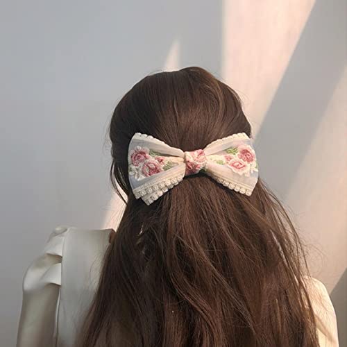 Inateannal Spitze Blume Schleife Haarspange für Frauen Styling Alligator Haarspangen Band Haarspange Hochzeit Haarschmuck für Bräute von Inateannal