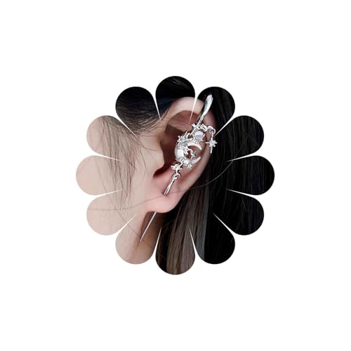 Inateannal Stern Mond Ohrhaken Ohrringe Mond Ohrring Krabbler Ohrringe Stern Nadel Piercing Haken Ohrring Goth Silber Cz Halbmond Schmuck Für Frauen von Inateannal