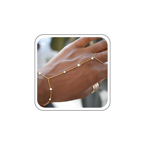 Inateannal Strass Finger Ring Armband Gold Hand Kette Armband Kristall Handgelenk Ring Kette Armbänder Vintage Kristall Slave Armbänder Hochzeit Schmuck Für Frauen von Inateannal