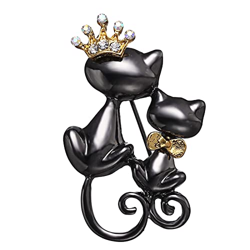 Inateannal Strass Katze Brosche Pin Schwarz Kitty Emaille Pin Niedlich Tier Kristall Brosche Blumenstrauß Hochzeit Brautschmuck Für Frauen Mädchen von Inateannal