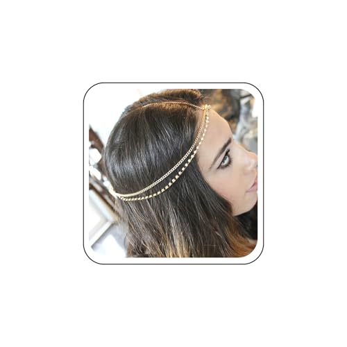 Inateannal Strass Kopfkette Schmuck Kristall Braut Haar Kette Kopfschmuck Braut Geschichteten Kopf Kette Stirnband Hochzeit Strass Kopfschmuck Zubehör Schmuck Für Frauen von Inateannal