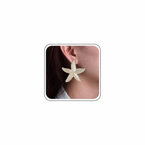 Inateannal Übertriebene Seestern Ohrringe Gold Große Seestern Ohrstecker Große Seestern Ohrringe Boho Seestern Tropfen Ohrringe Statement Sommer Strand Seestern Ohrringe Sternförmigen Ozean Ohrringe von Inateannal