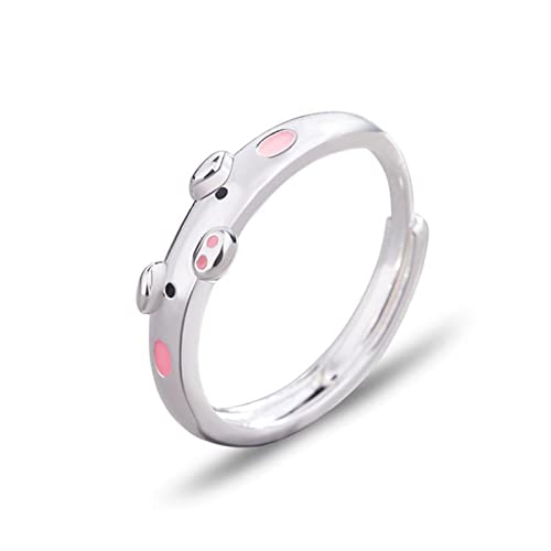 Inateannal Versilberter Schweinchenring Süßes Tier Offener Verstellbarer Ring Minimalistischer Fingerring Schmuck Geschenke Für Frauen Mädchen Und Kinder von Inateannal