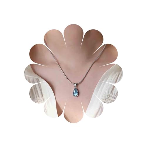 Inateannal Vintage Blaue Tropfen Halskette Silberne Tropfen Anhänger Halskette Blauer Topas Kette Halskette Wassertropfen Hochzeit Halskette Schmuck Für Frauen Und Mädchen von Inateannal