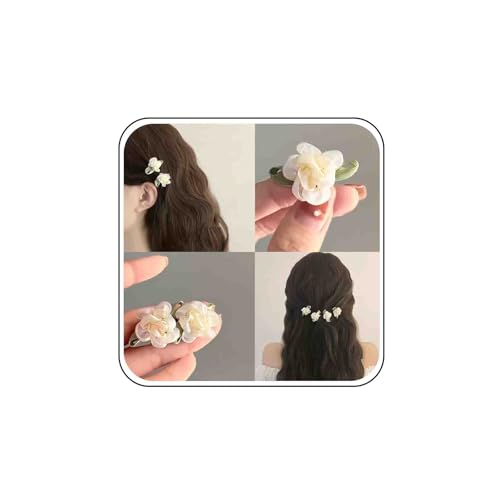 Inateannal Vintage Blume Haarspange Kopfbedeckung Weiße Blume Haarspange Kleine Blume Haarspange Weiße Blumen Haarnadeln Florale Dekorative Haarspange Hochzeit Haarschmuck Für Frauen von Inateannal