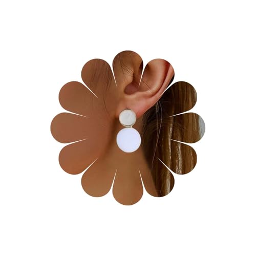 Inateannal Vintage Geometrische Runde Baumeln Ohrringe Kreis Scheibe Münze Ohrringe Weiß Emaille Runde Ohrring Aussage Doppelkreis Ohrring Schmuck Für Frauen von Inateannal