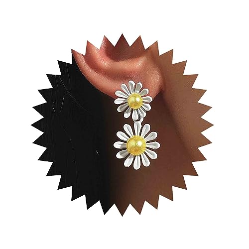 Inateannal Vintage Harz Gänseblümchen Blume Ohrringe Weiße Blume Ohrstecker Acryl Gänseblümchen Baumeln Ohrringe Boho Sonnenblume Blume Ohrringe Schmuck Für Frauen Und Mädchen von Inateannal