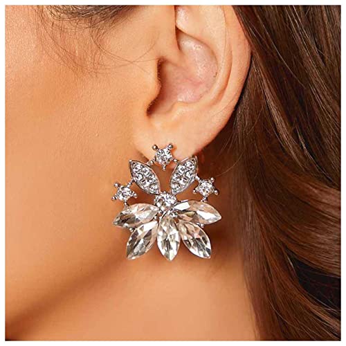 Inateannal Vintage Kristall Blume Ohrringe Strass Blume Ohrstecker Ohrringe Cluster Kristall Ohrringe Funkelnde Cz Braut Ohrringe Schmuck Für Frauen Und Mädchen von Inateannal