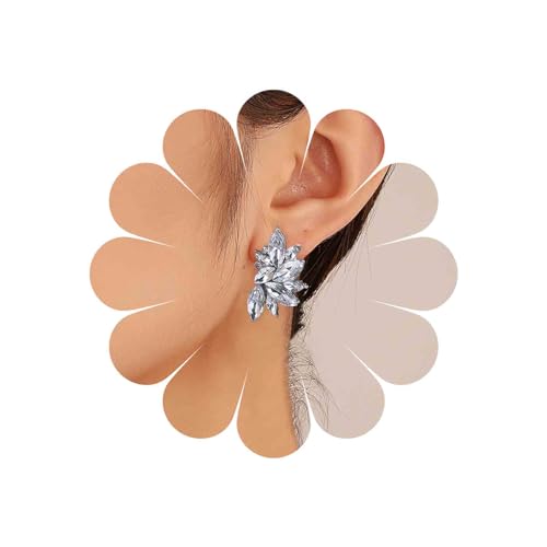 Inateannal Vintage Kristall Ohrringe Silber Cluster Kristall Ohrringe Funkelnde Cz Strass Ohrringe Marquise Braut Hochzeit Ohrringe Schmuck Für Frauen Und Mädchen von Inateannal